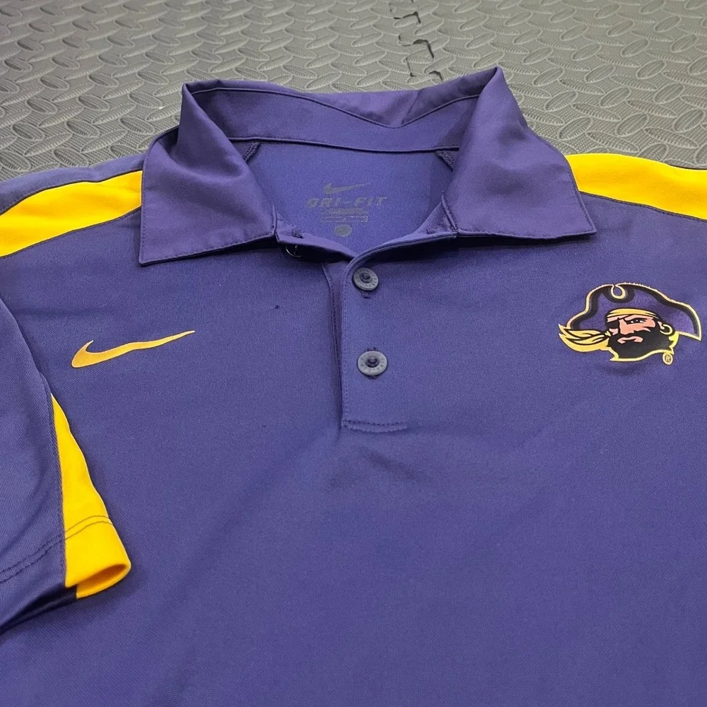 Nike Polo Shirt Mens‎ L Purple ECU Pirates East Carolina Dri-Fit 24381X-EC1